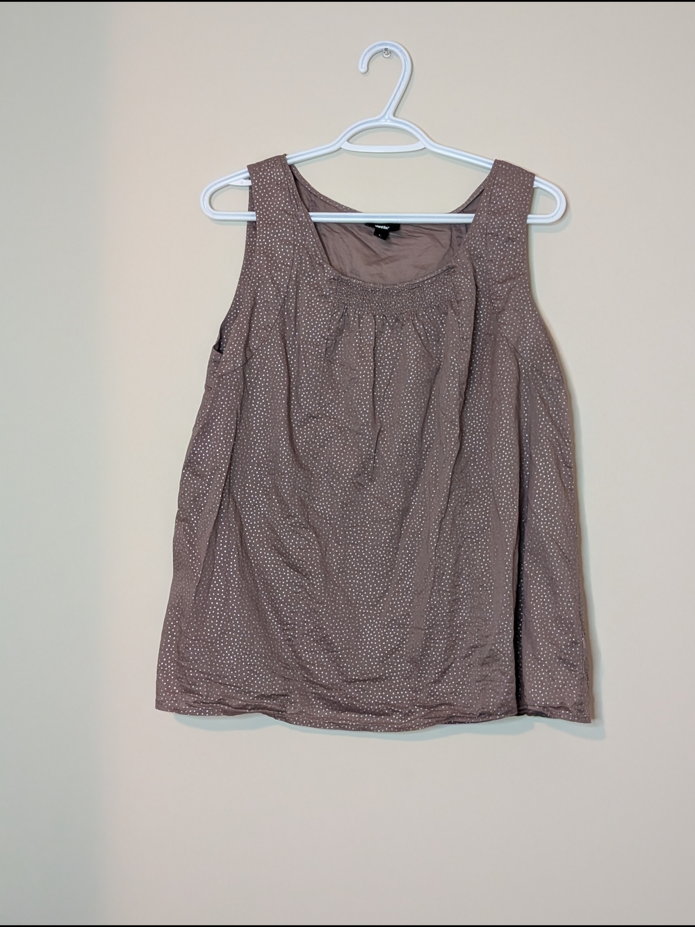 Mossimo, Taupe Dot Scoop Neck Tank, Women's Size Lg